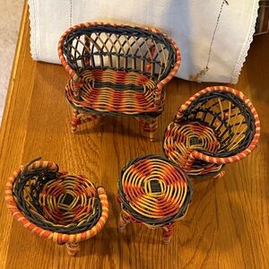 Vintage wicker dollhouse furniture